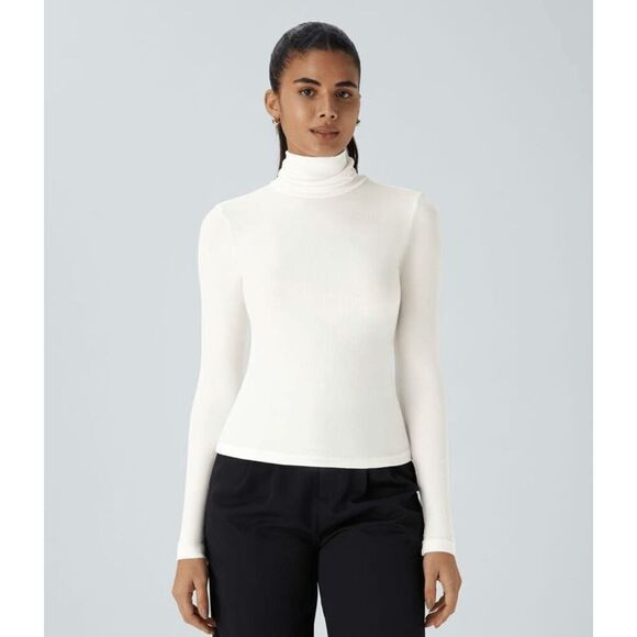 NWT Size XL Halara Ribbed Knit High Collar Long Sleeve Casual Top - Picture 1 of 2